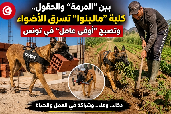 بين "المرمة" والحقول.. كلبة "مالينوا" تسرق الأضواء وتصبح "أوفى عامل" في تونس